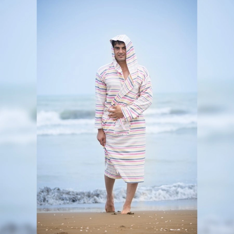 حوله تن پوش یزدی سایز لارج (L) برند ابراهیمی طرح راه راه